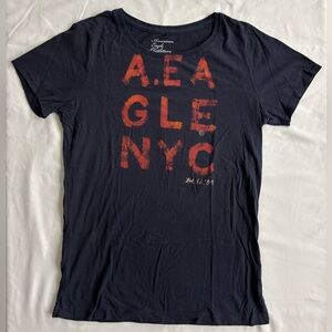 NWT (Y2K) American Eagle graphic T-shirt, dark blue with red print (size L)